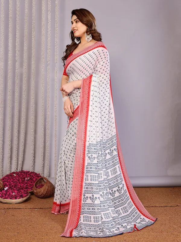 Floral_Print_Daily_Wear_Georgette_Saree��(Red)
