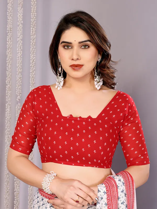 Floral_Print_Daily_Wear_Georgette_Saree��(Red)