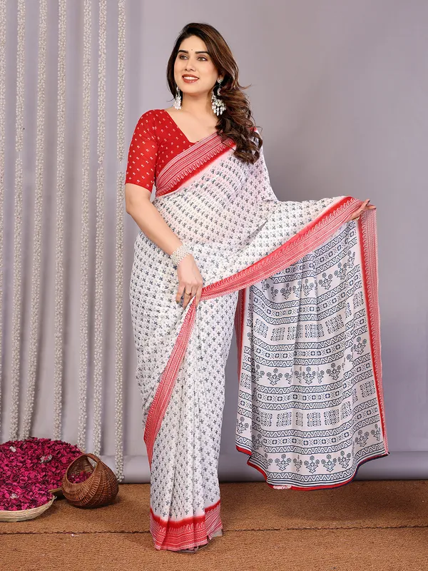 Floral_Print_Daily_Wear_Georgette_Saree��(Red)