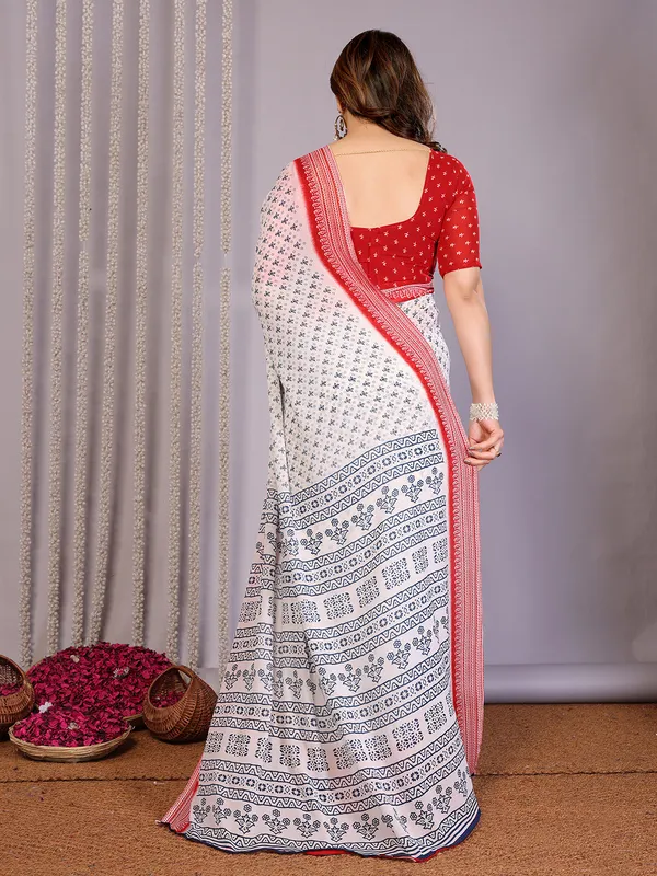 Floral_Print_Daily_Wear_Georgette_Saree��(Red)