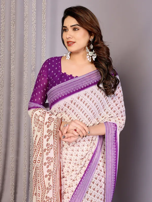 Floral_Print_Daily_Wear_Georgette_Saree��(Purple)