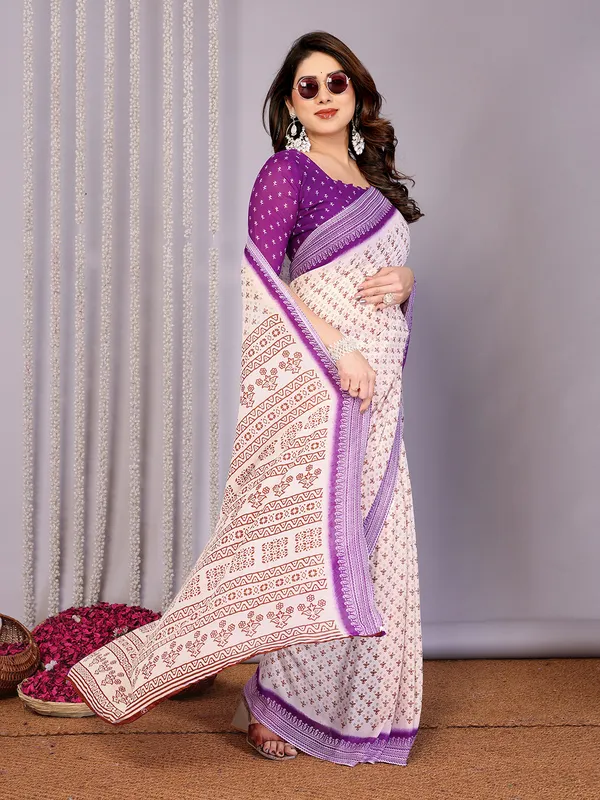 Floral_Print_Daily_Wear_Georgette_Saree��(Purple)
