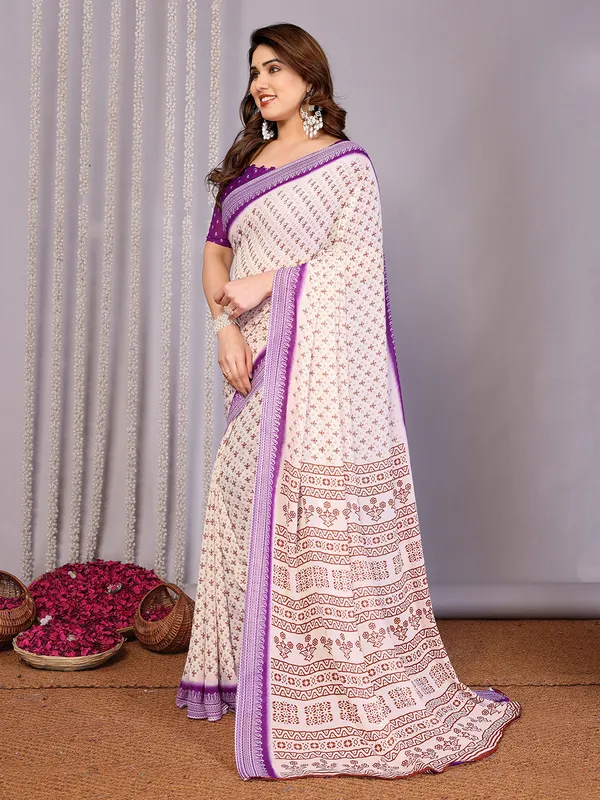 Floral_Print_Daily_Wear_Georgette_Saree��(Purple)