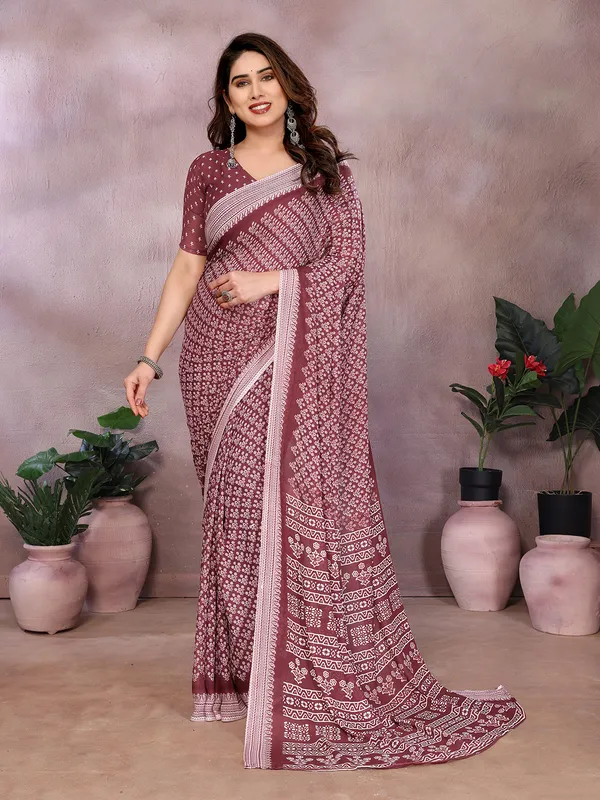 Floral_Print_Daily_Wear_Georgette_Saree_(Pink)