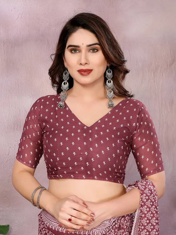 Floral_Print_Daily_Wear_Georgette_Saree_(Pink)