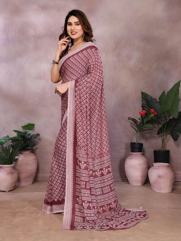 Floral_Print_Daily_Wear_Georgette_Saree_(Pink)