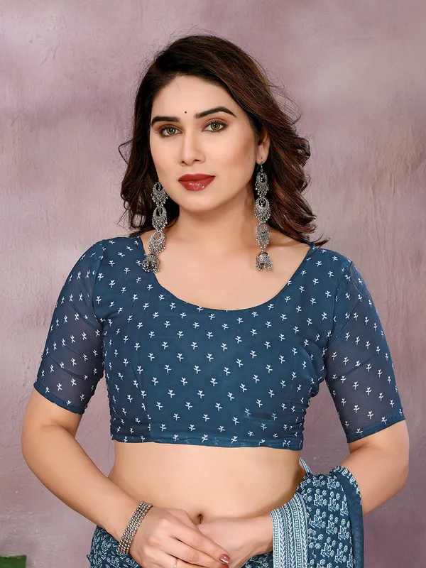 Floral_Print_Daily_Wear_Georgette_Saree_(Rama)