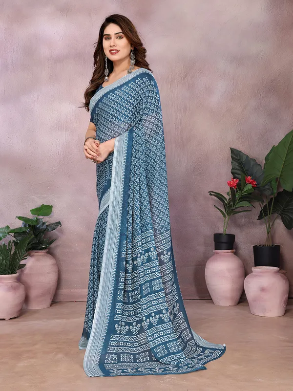 Floral_Print_Daily_Wear_Georgette_Saree_(Rama)