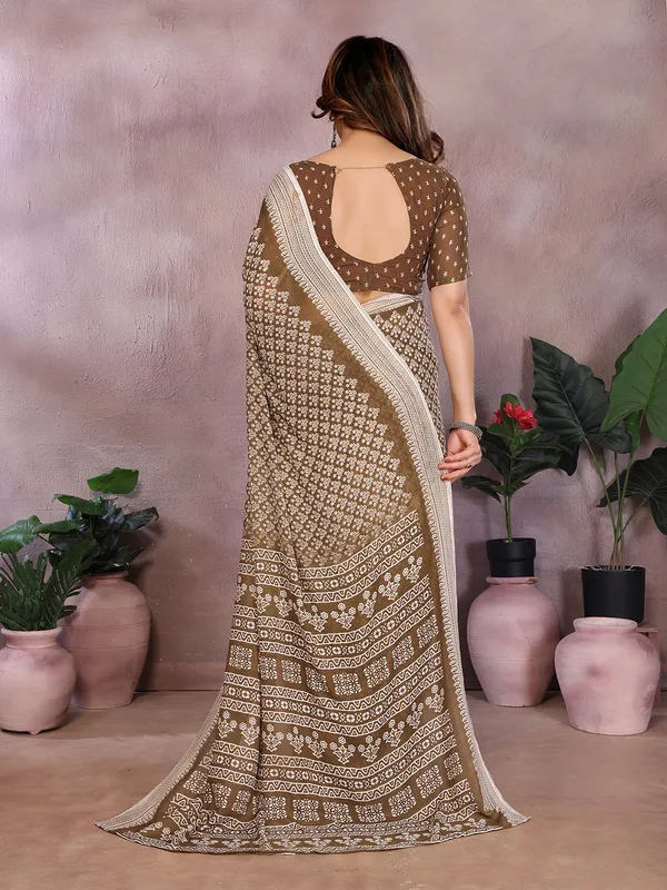 Floral_Print_Daily_Wear_Georgette_Saree_(Mehndi)