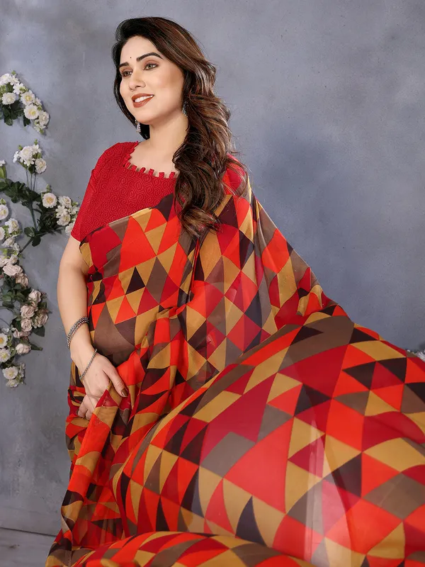 Geometric_Print_Georgette_saree_With_Unstitched_Blouse_Piece_(Multi)
