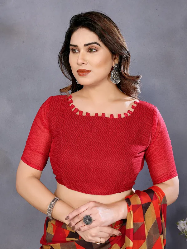 Geometric_Print_Georgette_saree_With_Unstitched_Blouse_Piece_(Multi)