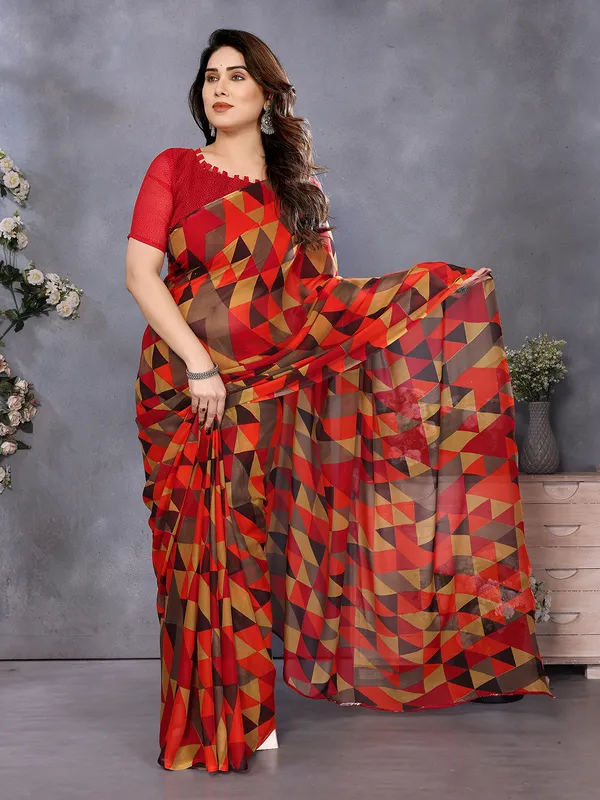 Geometric_Print_Georgette_saree_With_Unstitched_Blouse_Piece_(Multi)