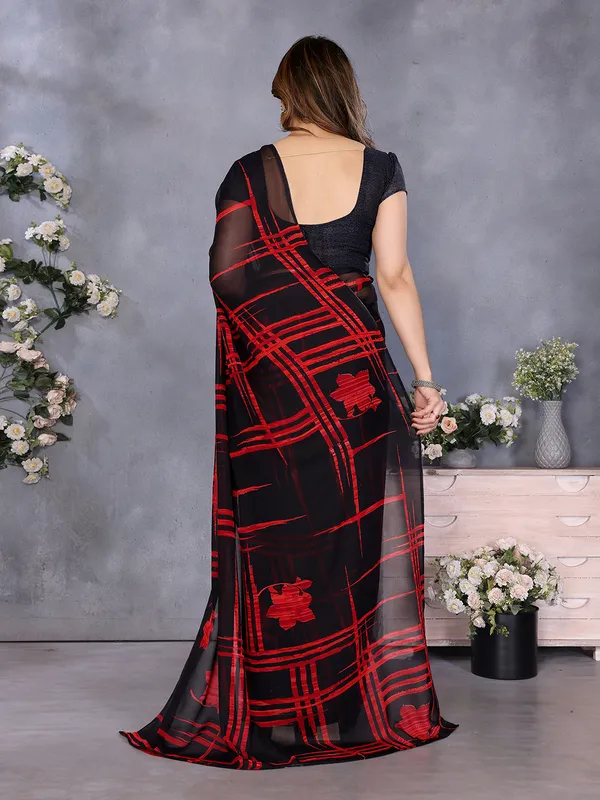 Geometric_Print_Georgette_saree_With_Unstitched_Blouse_Piece_(Black)