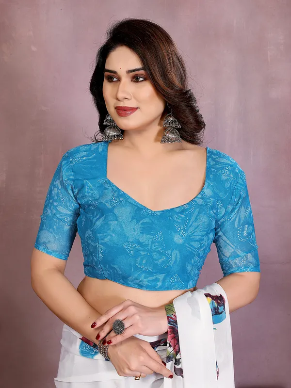 Printed_Georgette_saree_With_Unstitched_Blouse_Piece_(Blue)