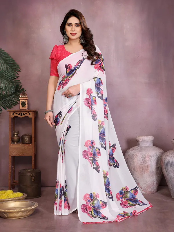 Printed_Georgette_saree_With_Unstitched_Blouse_Piece_(Pink)