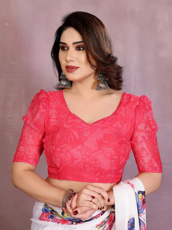 Printed_Georgette_saree_With_Unstitched_Blouse_Piece_(Pink)