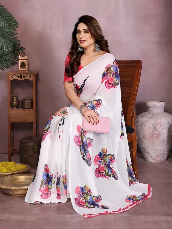 Printed_Georgette_saree_With_Unstitched_Blouse_Piece_(Pink)