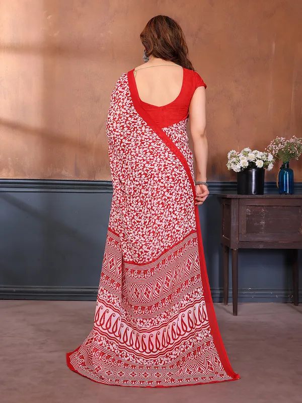 Printed_Georgette_Saree_With_UnStitched_Blouse_Piece_(RED)