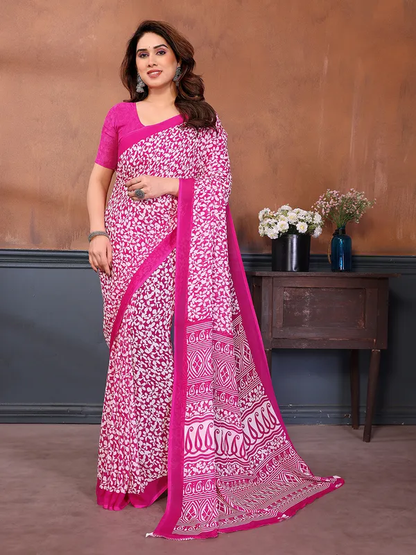 Printed_Georgette_Saree_With_UnStitched_Blouse_Piece_(PINK)
