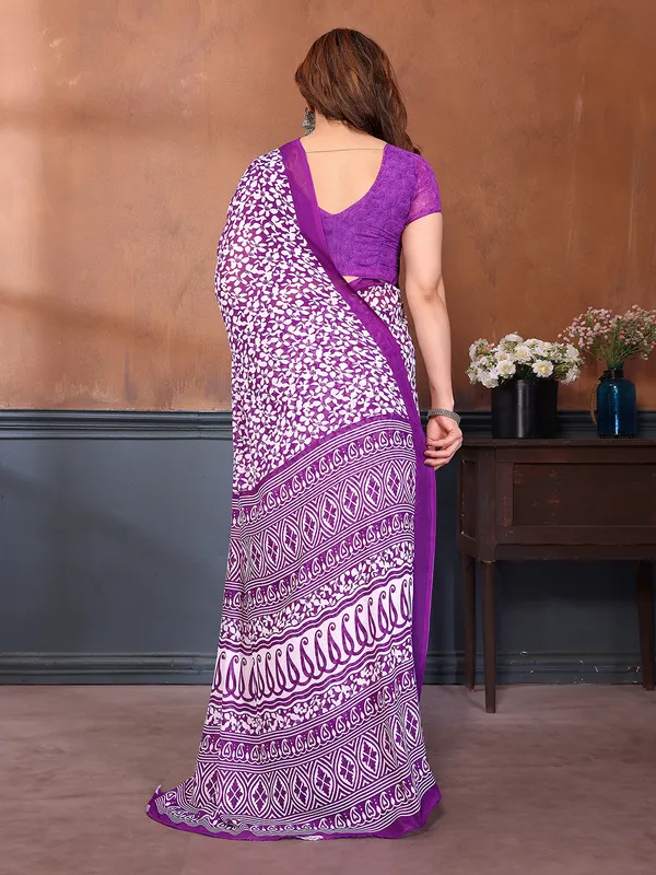Printed_Georgette_Saree_With_UnStitched_Blouse_Piece_(PURPLE)
