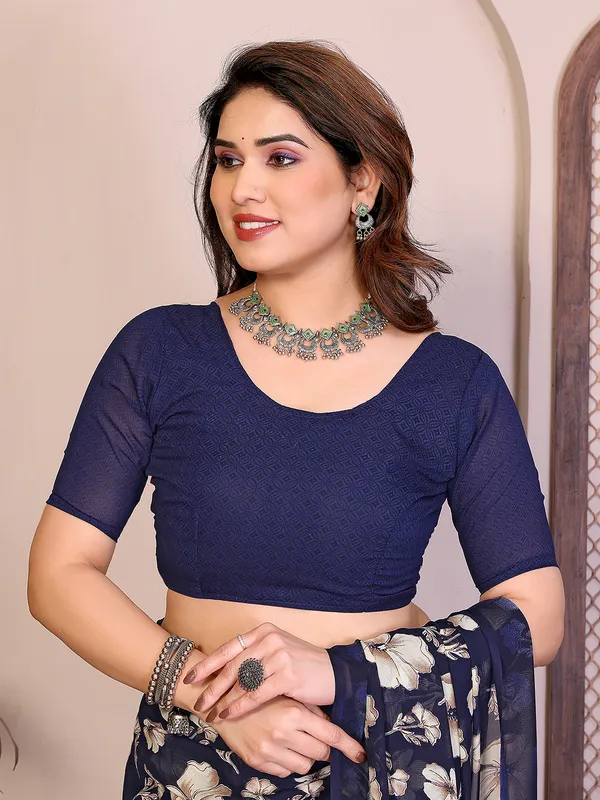 Printed_Georgette_Saree_With_UnStitched_Blouse_Piece_(BLUE)