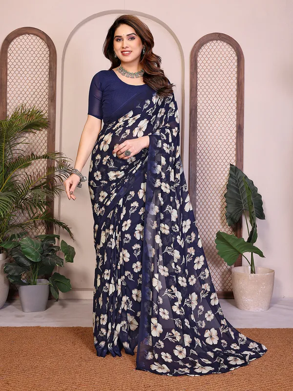 Printed_Georgette_Saree_With_UnStitched_Blouse_Piece_(BLUE)