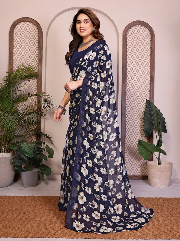 Printed_Georgette_Saree_With_UnStitched_Blouse_Piece_(BLUE)