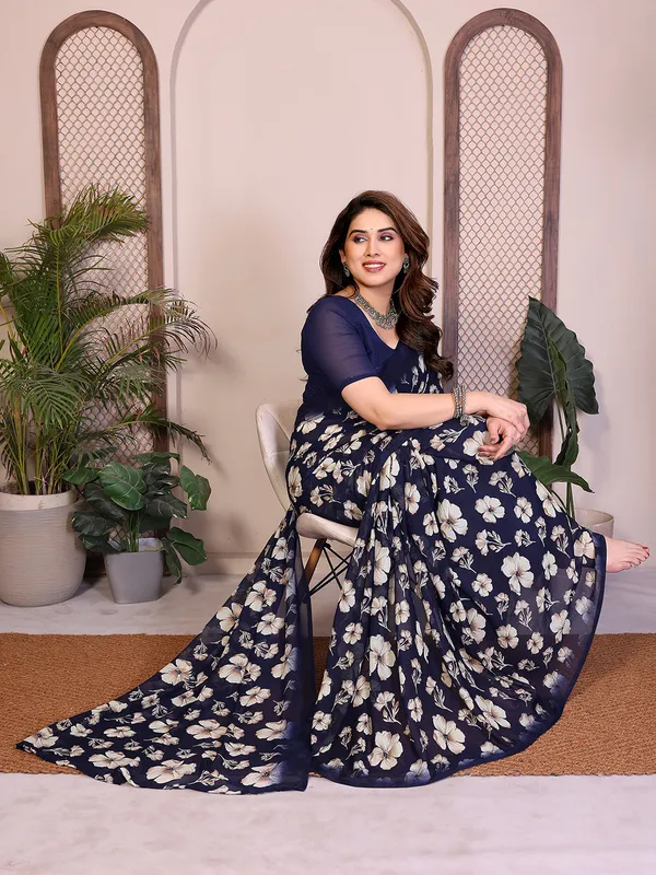 Printed_Georgette_Saree_With_UnStitched_Blouse_Piece_(BLUE)