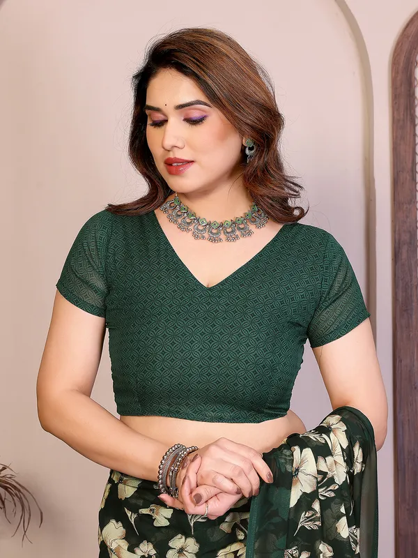 Printed_Georgette_Saree_With_UnStitched_Blouse_Piece_(GREEN)