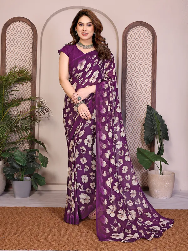 Printed_Georgette_Saree_With_UnStitched_Blouse_Piece_(PURPLE)