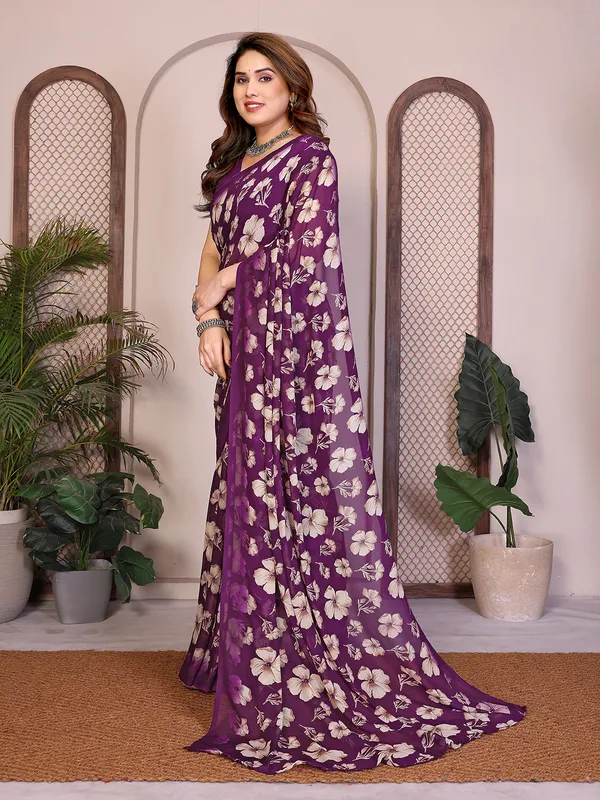 Printed_Georgette_Saree_With_UnStitched_Blouse_Piece_(PURPLE)