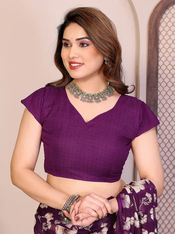 Printed_Georgette_Saree_With_UnStitched_Blouse_Piece_(PURPLE)