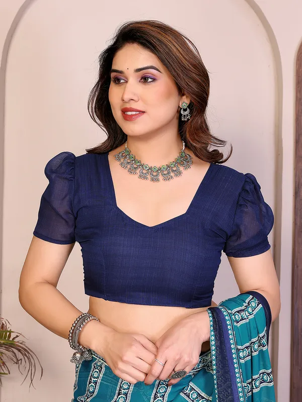 Printed_Georgette_Saree_With_UnStitched_Blouse_Piece_(BLUE)