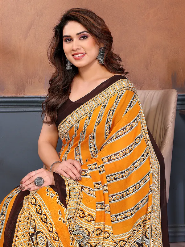 Printed_Georgette_Saree_With_UnStitched_Blouse_Piece_(YELLOW)