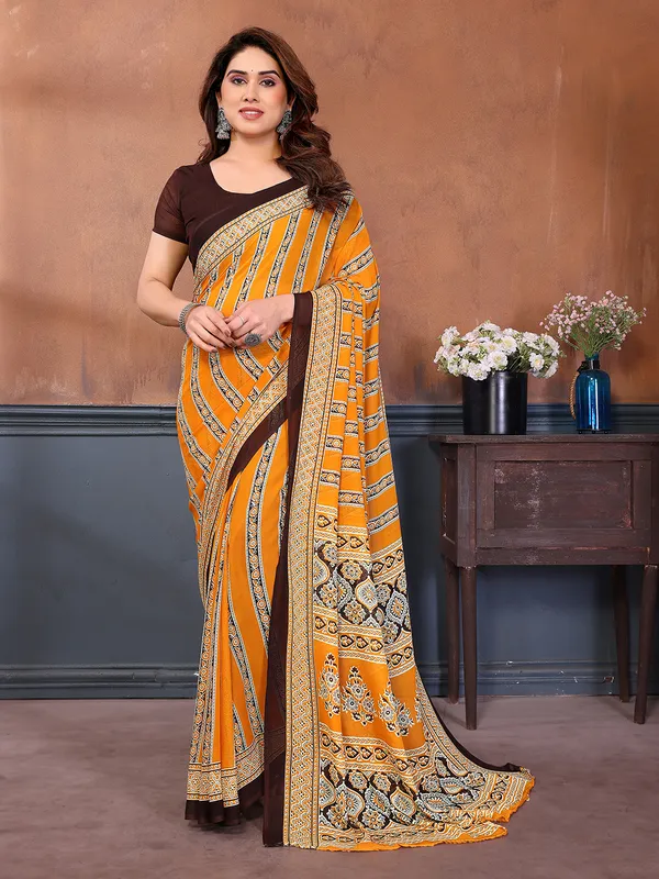 Printed_Georgette_Saree_With_UnStitched_Blouse_Piece_(YELLOW)