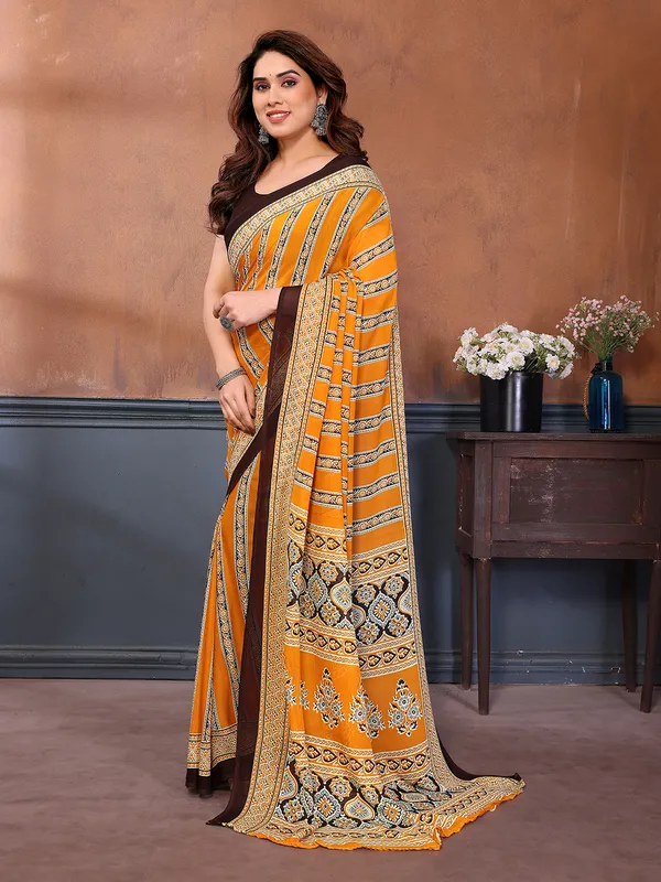 Printed_Georgette_Saree_With_UnStitched_Blouse_Piece_(YELLOW)