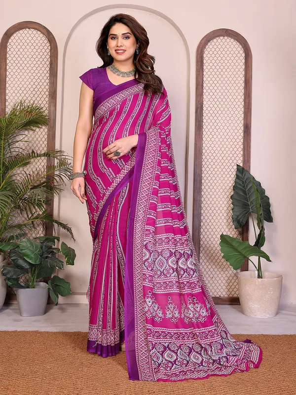 Printed_Georgette_Saree_With_UnStitched_Blouse_Piece_(PINK)