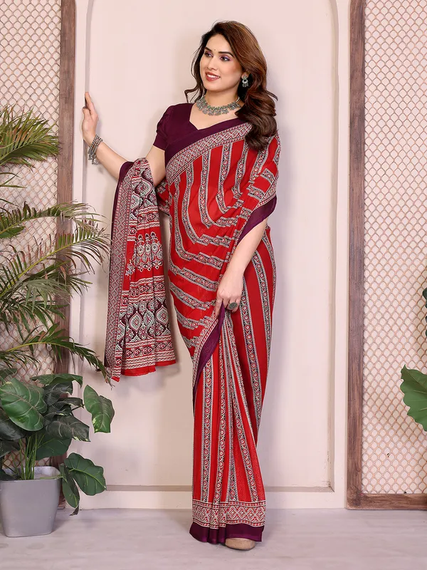 Printed_Georgette_Saree_With_UnStitched_Blouse_Piece_(RED)