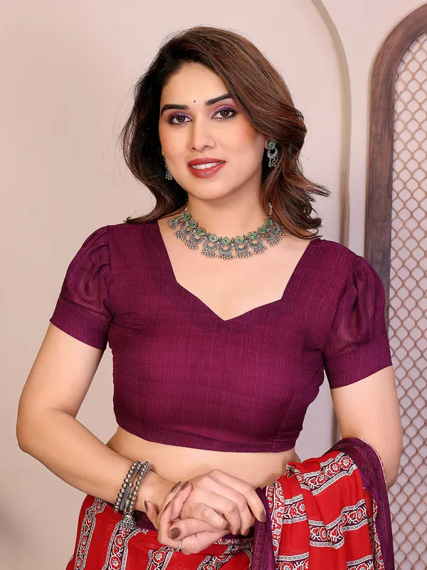 Printed_Georgette_Saree_With_UnStitched_Blouse_Piece_(RED)