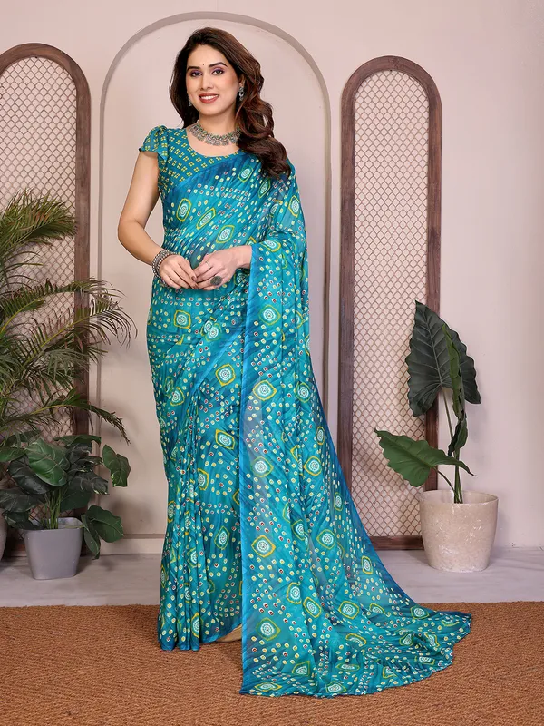 Printed_Georgette_Saree_With_UnStitched_Blouse_Piece_(BLUE)