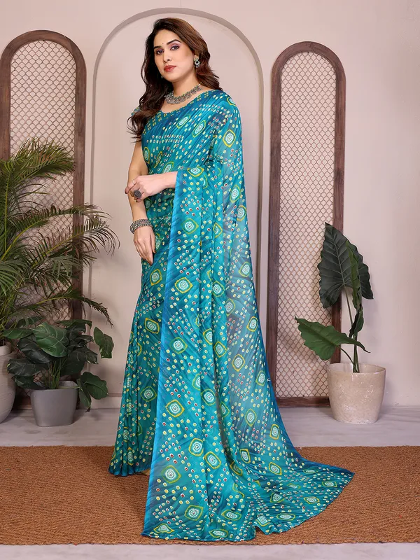 Printed_Georgette_Saree_With_UnStitched_Blouse_Piece_(BLUE)