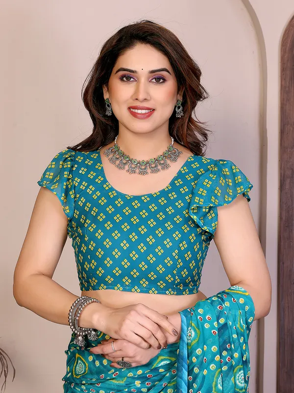 Printed_Georgette_Saree_With_UnStitched_Blouse_Piece_(BLUE)