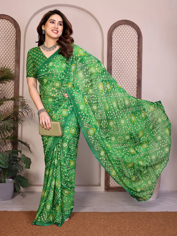 Printed_Georgette_Saree_With_UnStitched_Blouse_Piece_(GREEN)