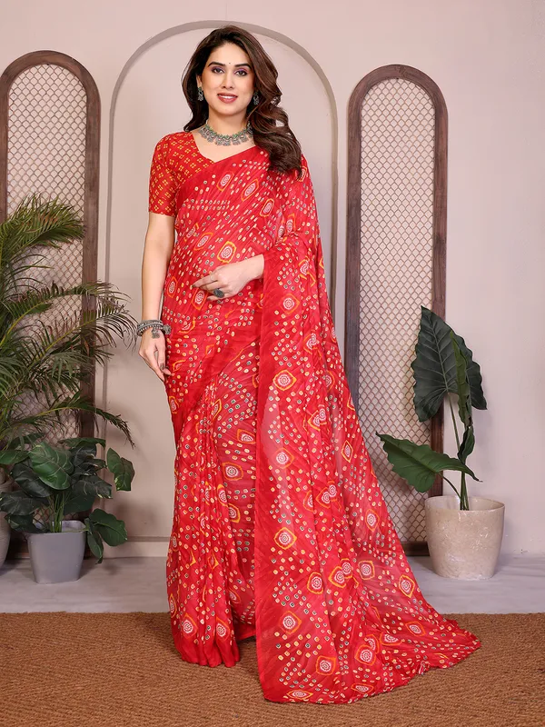 Printed_Georgette_Saree_With_UnStitched_Blouse_Piece_(RED)