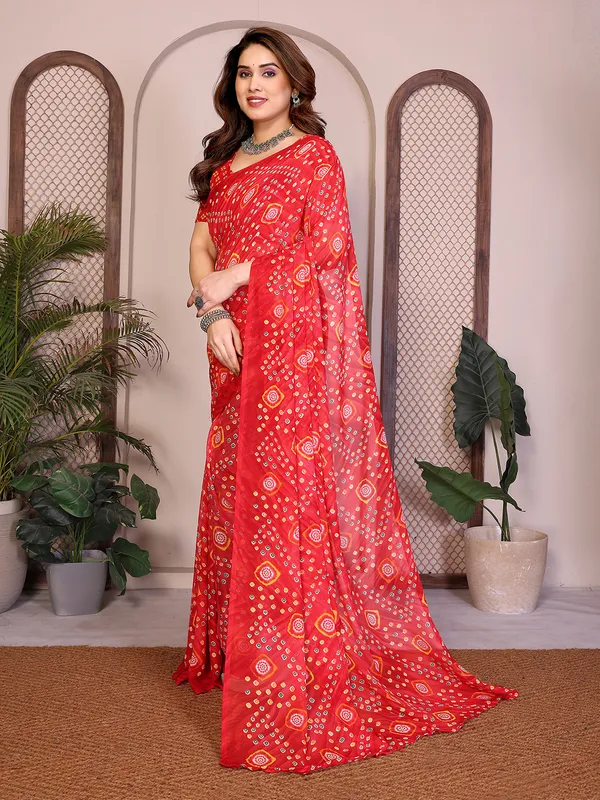 Printed_Georgette_Saree_With_UnStitched_Blouse_Piece_(RED)