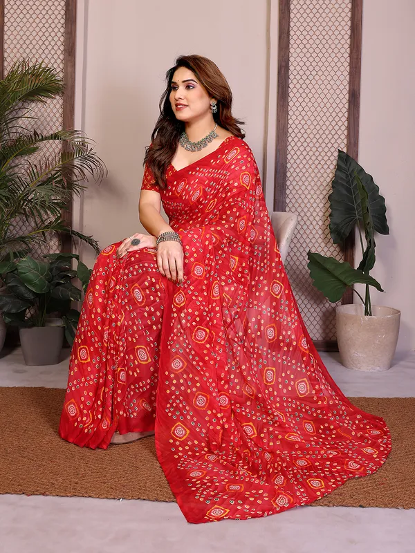 Printed_Georgette_Saree_With_UnStitched_Blouse_Piece_(RED)