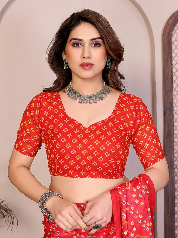 Printed_Georgette_Saree_With_UnStitched_Blouse_Piece_(RED)