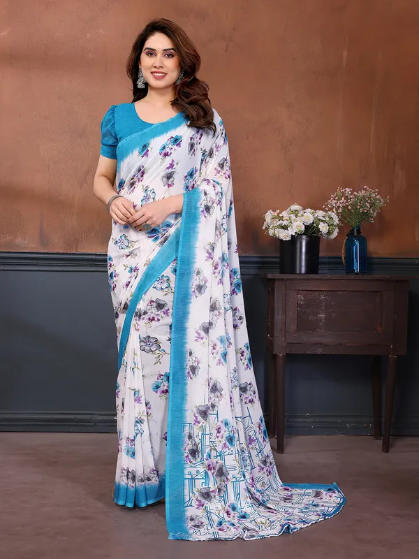 Printed_Georgette_Saree_With_UnStitched_Blouse_Piece_(BLUE)