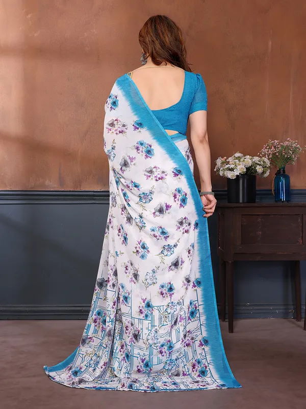 Printed_Georgette_Saree_With_UnStitched_Blouse_Piece_(BLUE)