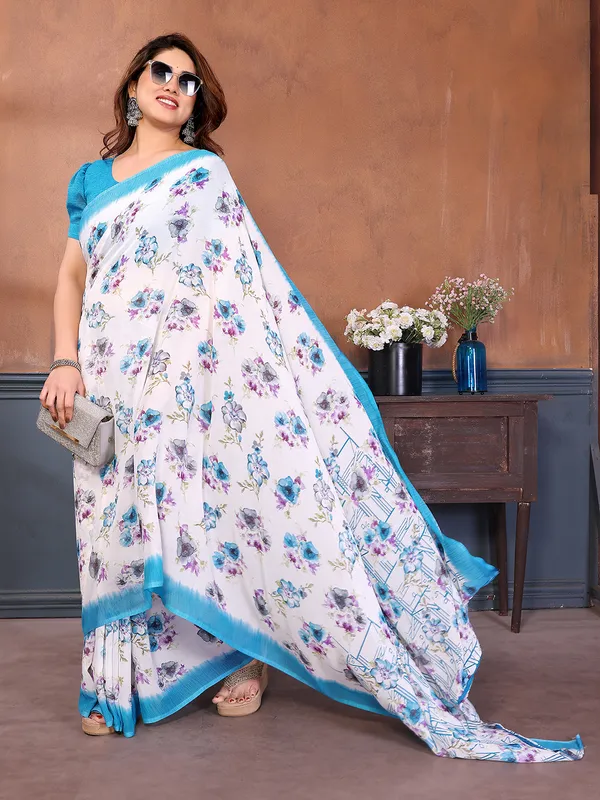 Printed_Georgette_Saree_With_UnStitched_Blouse_Piece_(BLUE)